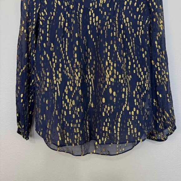 Lilly Pulitzer Women's Colby Top Silk Blend Long Sleeve Pullover Navy Blue Sz XS - Picture 3 of 13